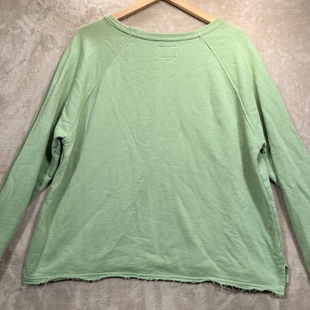 Pact Organic Cotton Sweatshirt XL Sage Green Raglan Raw Hem Pullover - Picture 5 of 6